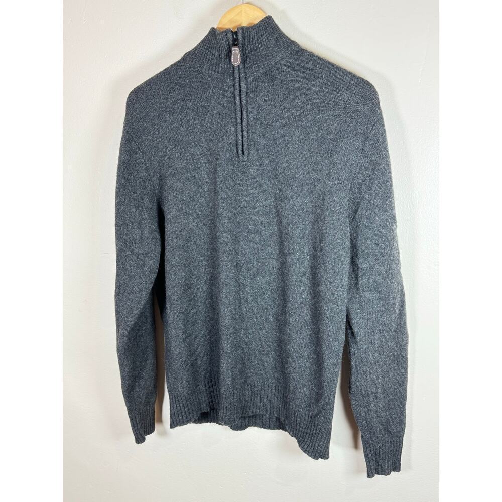 Men’s Jos. A Banks Lambs Wool Blend Quarter zip sweater Gray Preppy Medium